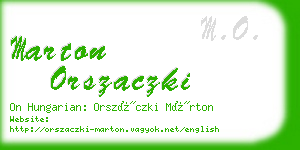 marton orszaczki business card